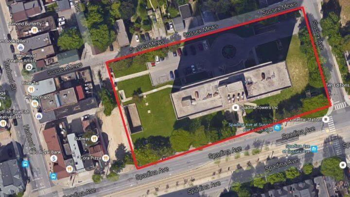 aerial photo of 666 Spadina site