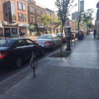 Bloor traffic on first day of bikelane installation