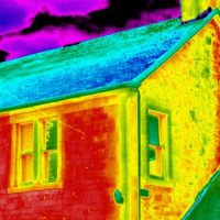 colourful house showing walls losing heat