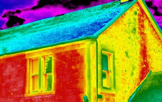 colourful house showing walls losing heat